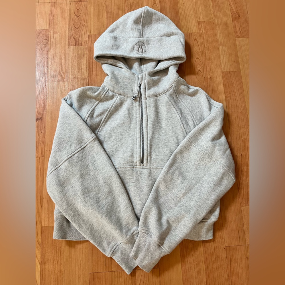 Lululemon Light Gray Half-Zip Scuba Hooded Sweater